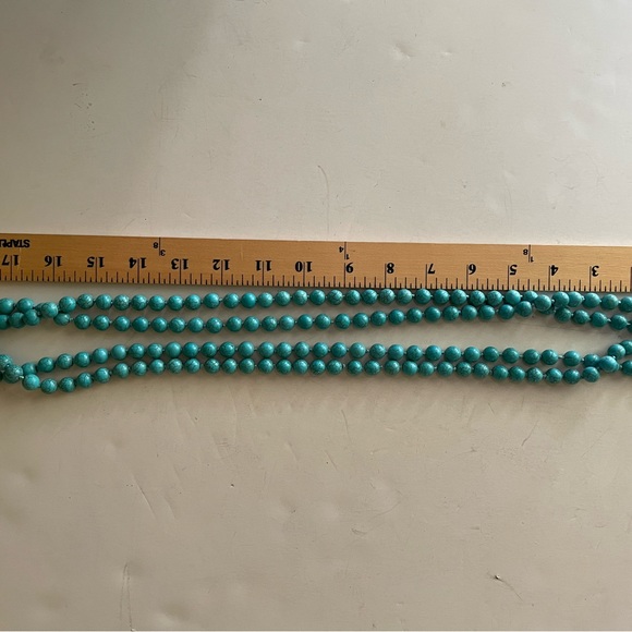 Vintage 74" Turquoise Beaded Necklace Southwestern Dutton Chic - Picture 5 of 5